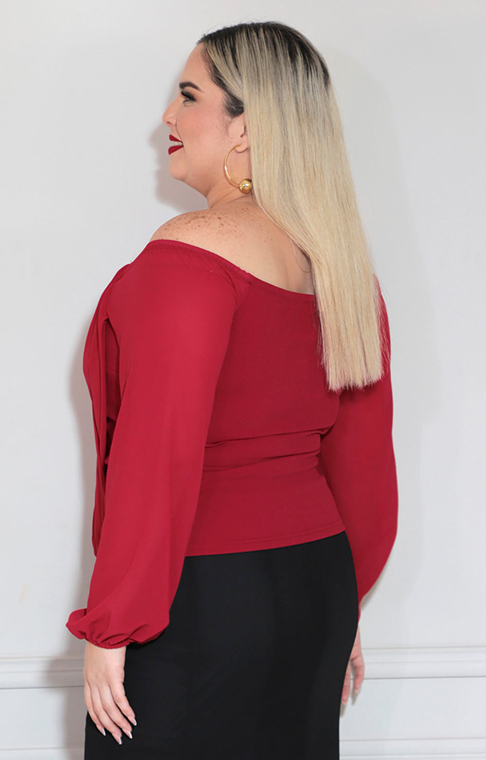 Blusa vino de manga larga