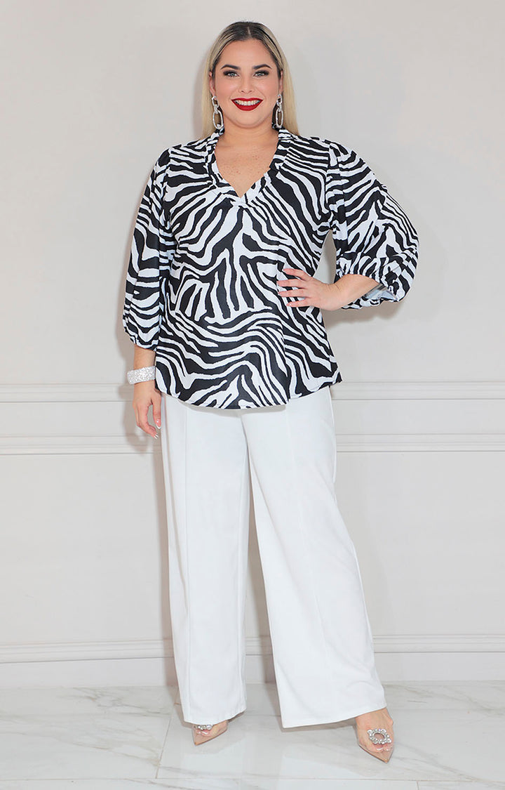 Blusa blanca cebra
