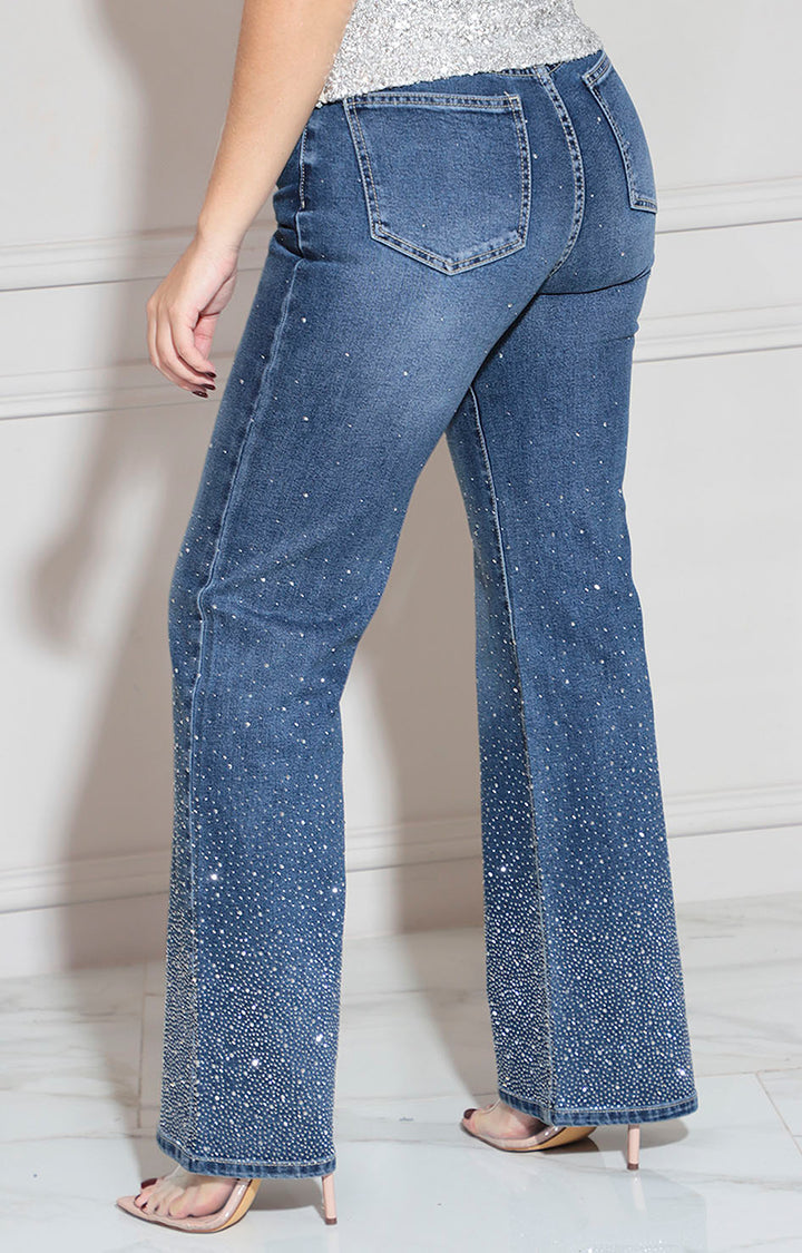 Pantalón denim shiny
