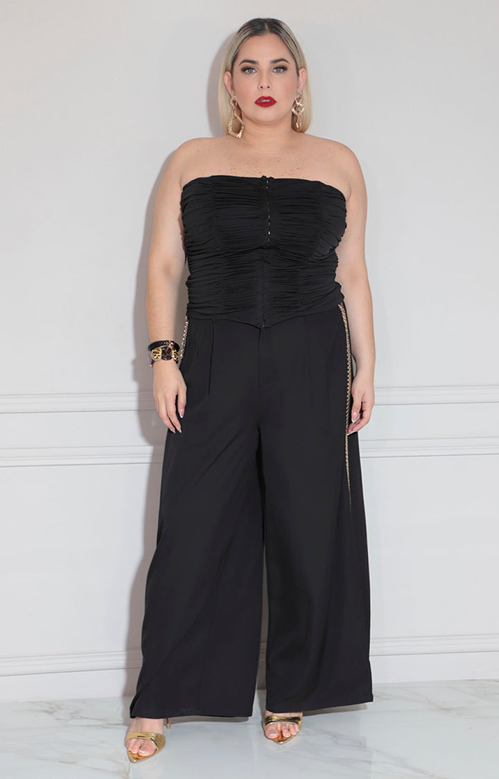 Blusa negra strapless