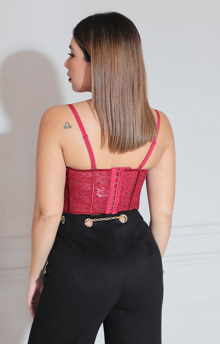 Bustier bordado vino