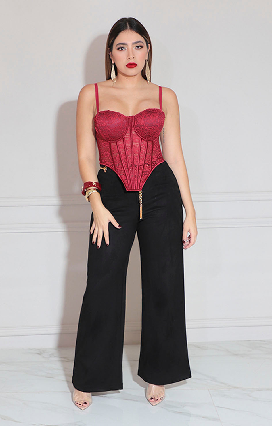 Bustier bordado vino