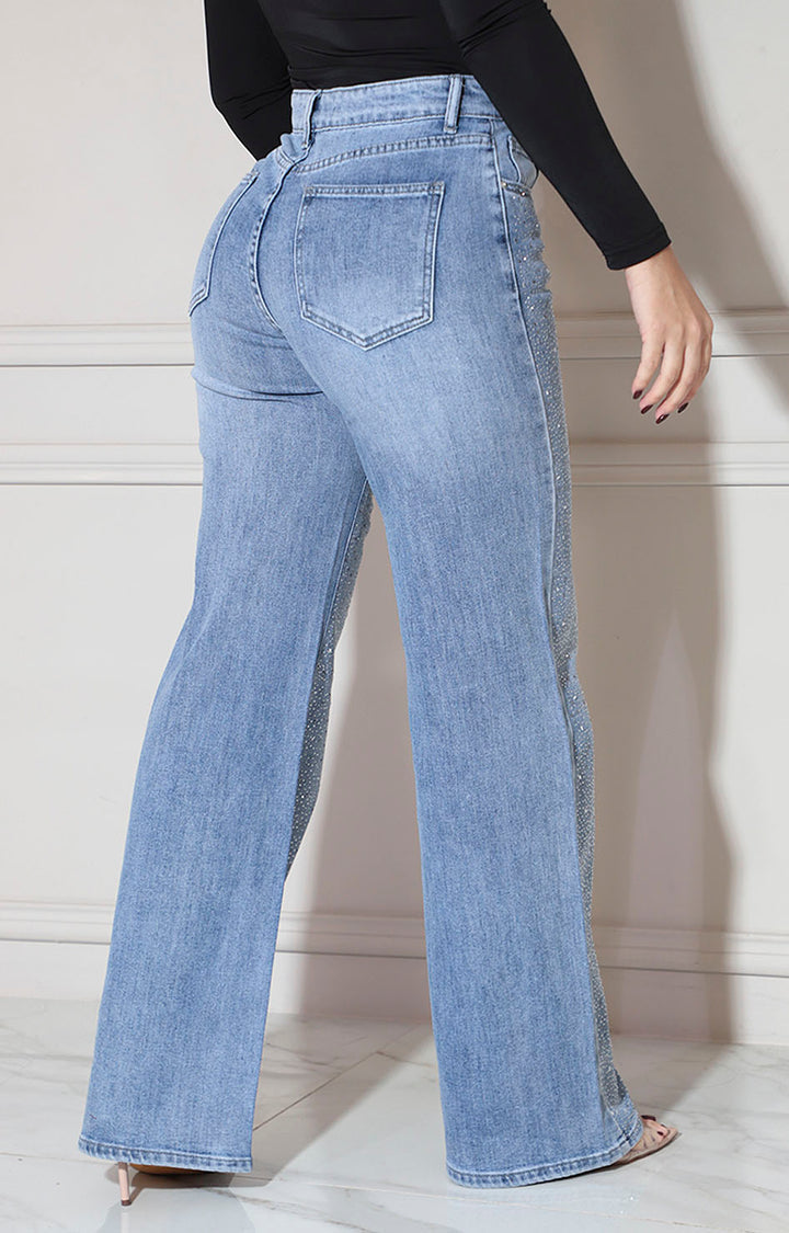 Pantalón de mezclilla brilloso