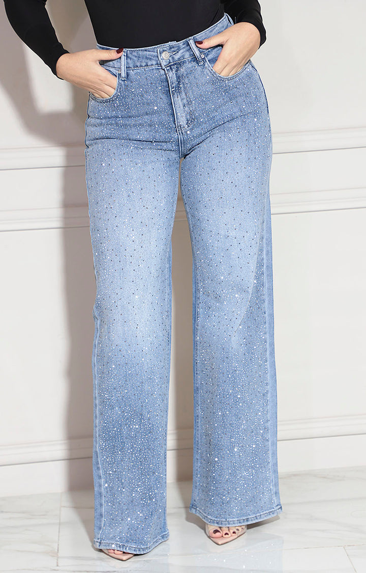 Pantalón de mezclilla brilloso