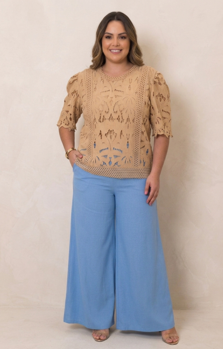 Blusa guipur beige - BLUSAS CURVY Boutiquemirel 