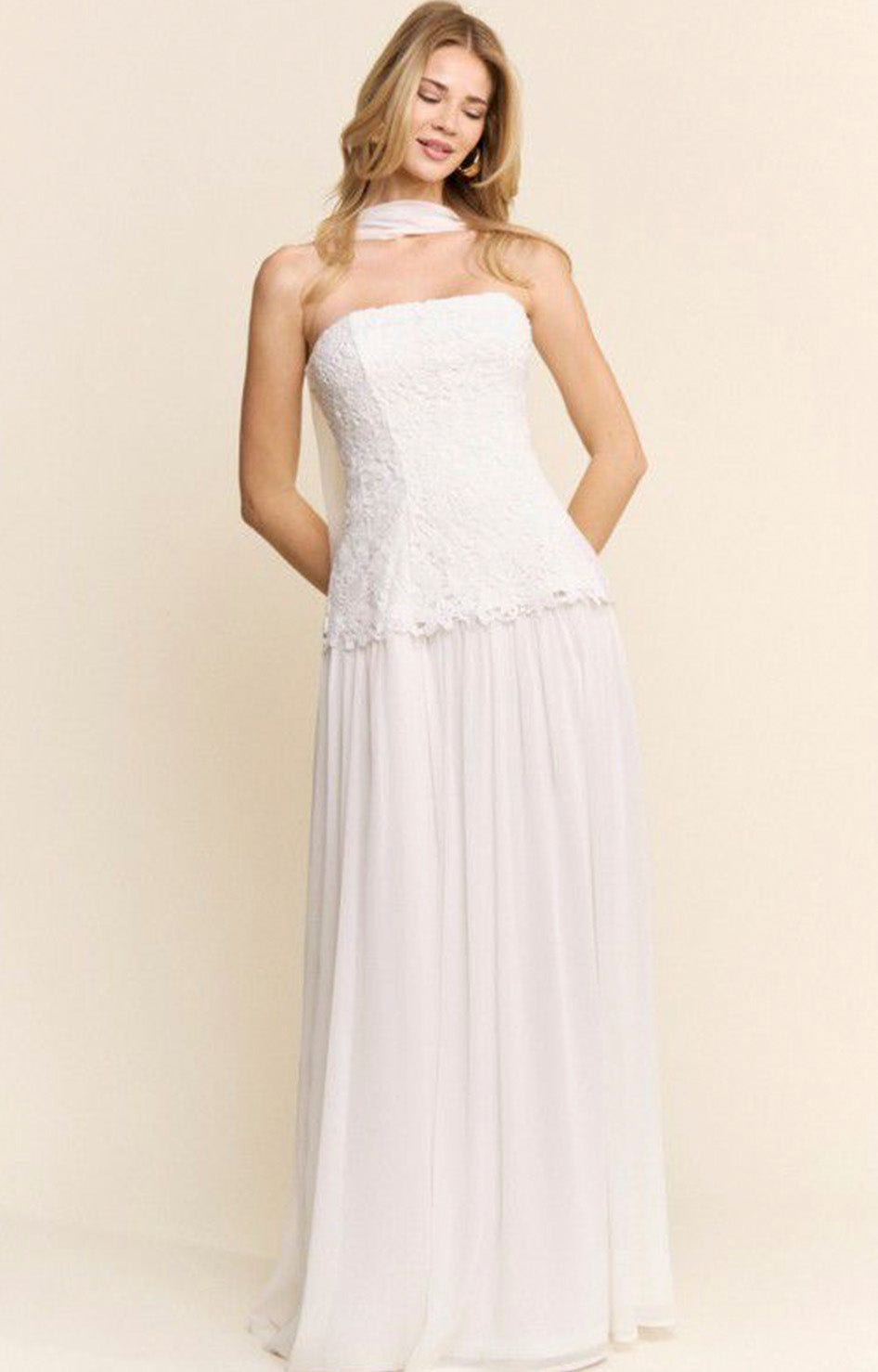 V*1-26*MANIJU*MM24556*BLANCO - VESTIDO LARGO REGULAR Boutiquemirel 
