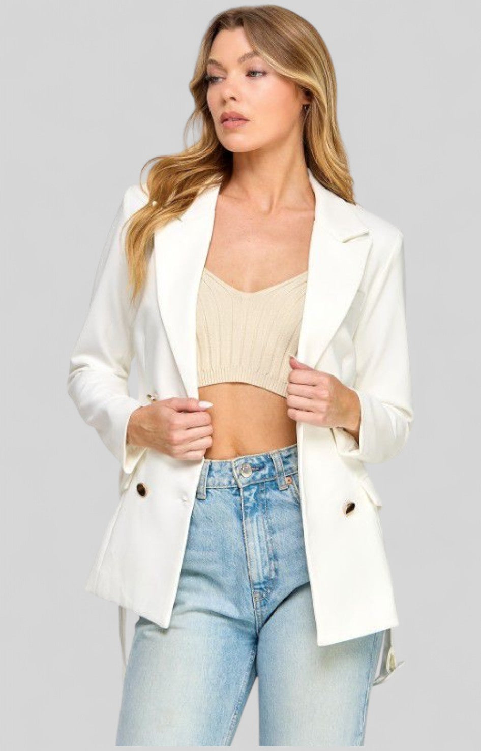 Saco blanco con botones dorados - SACO Boutiquemirel 