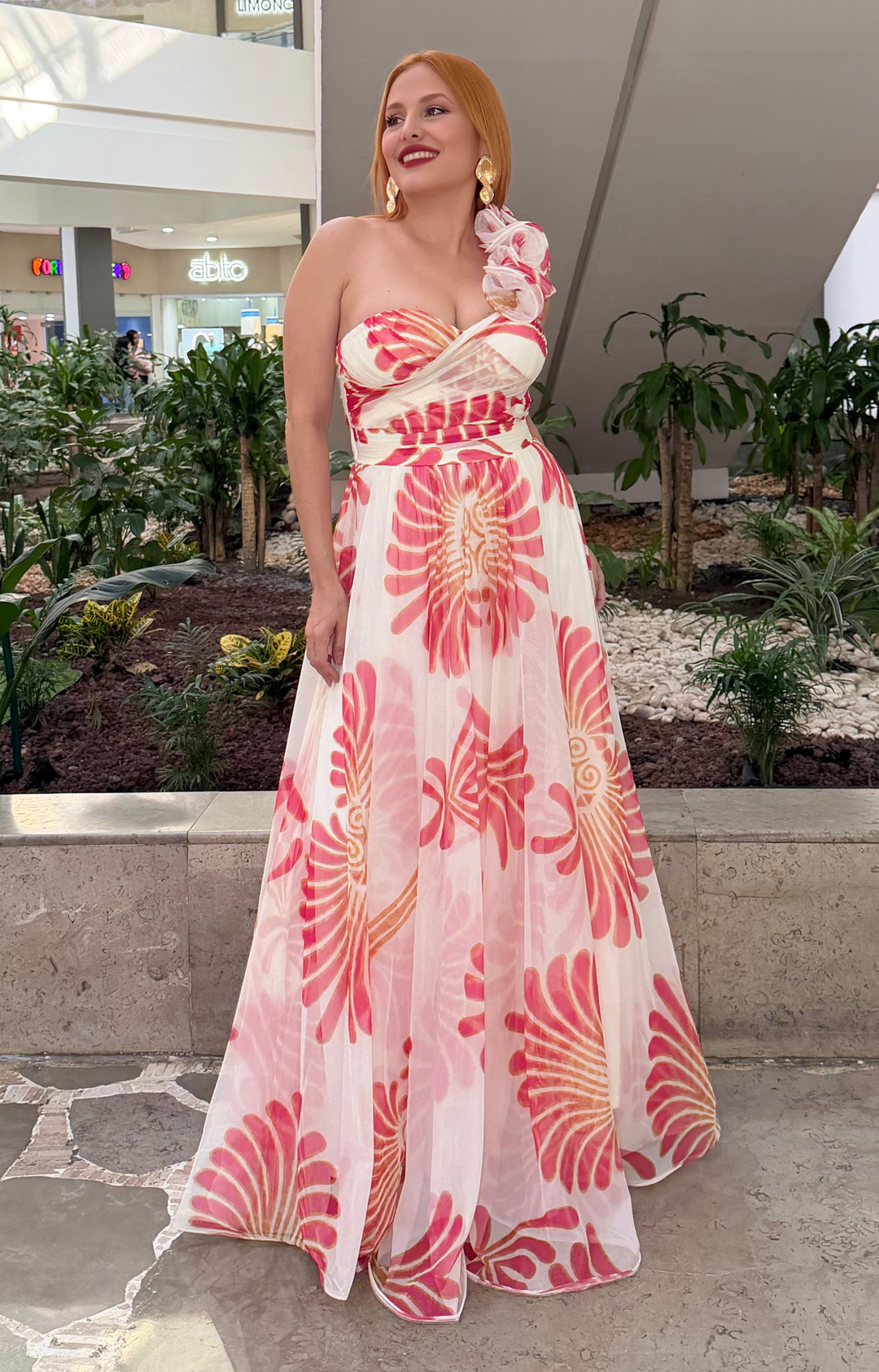 Vestido blanco estampado en rojo - VESTIDO LARGO REGULAR Boutiquemirel 