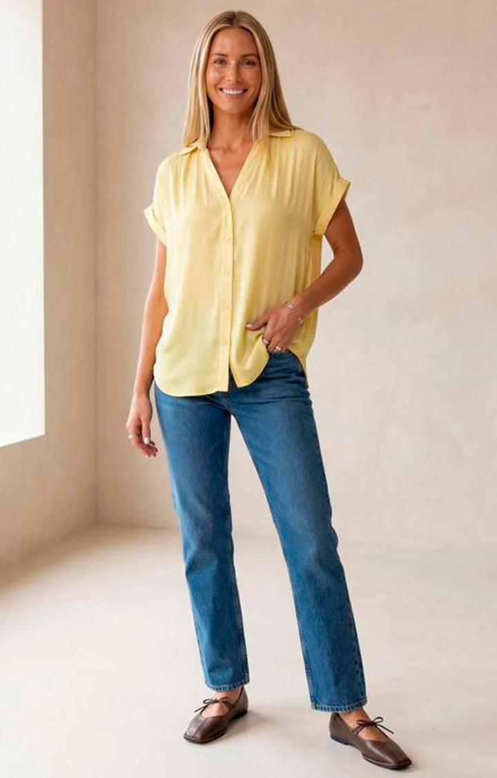 Blusa amarilla de botones - BLUSA REGULAR Boutiquemirel 