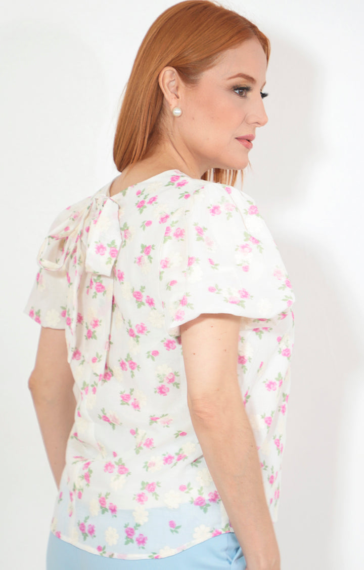 Blusa blanca con flores - BLUSA Boutiquemirel 