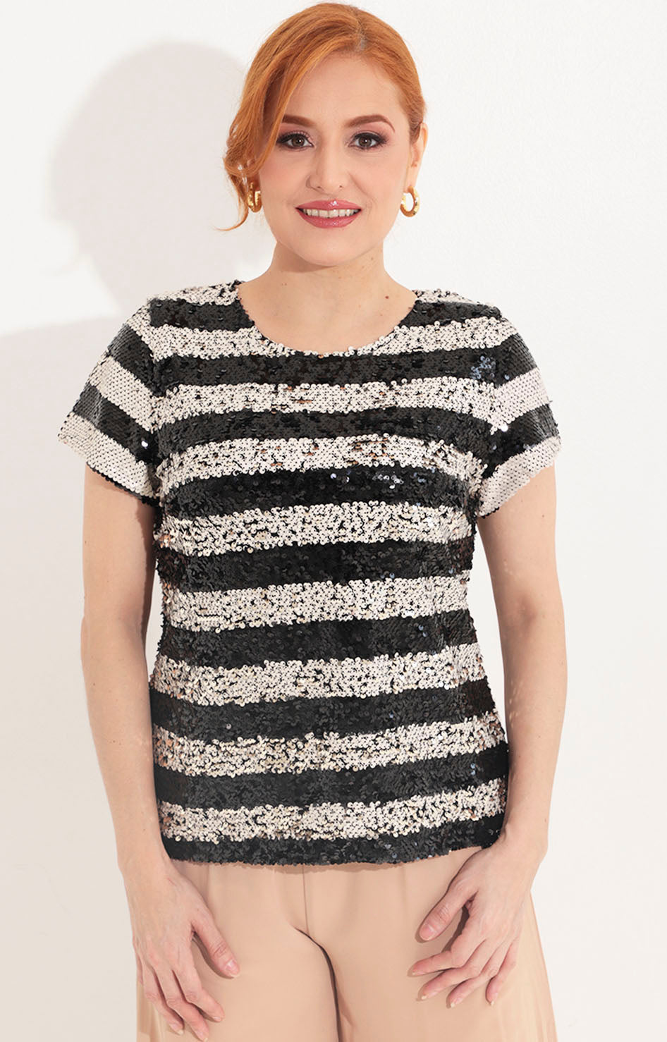 Blusa de rayas negro y beige - BLUSA Boutiquemirel 