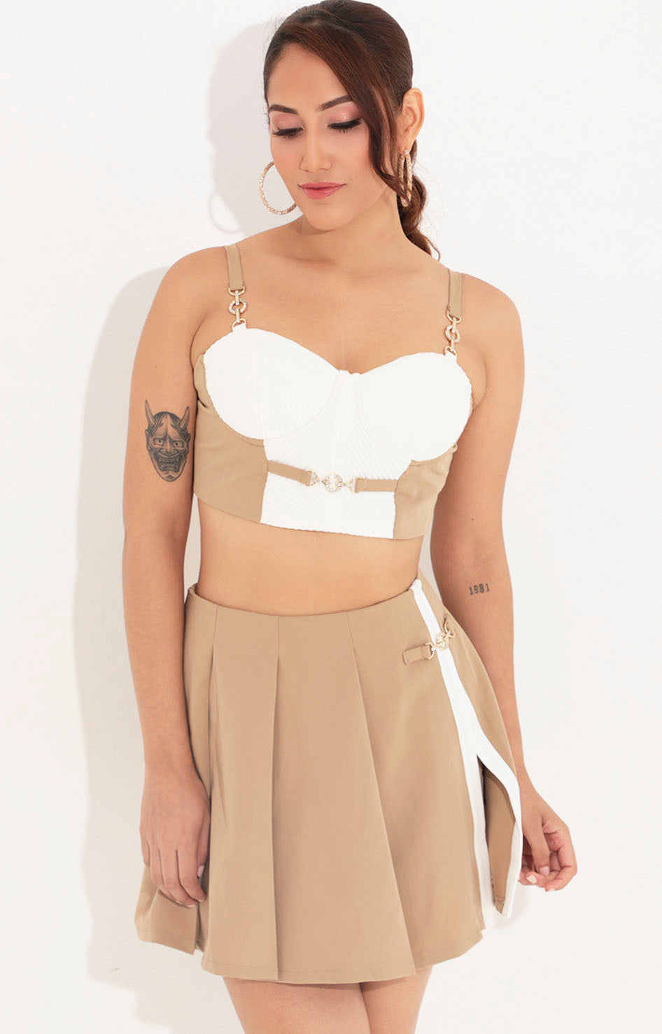Conjunto beige con blanco - CONJUNTO Boutiquemirel 