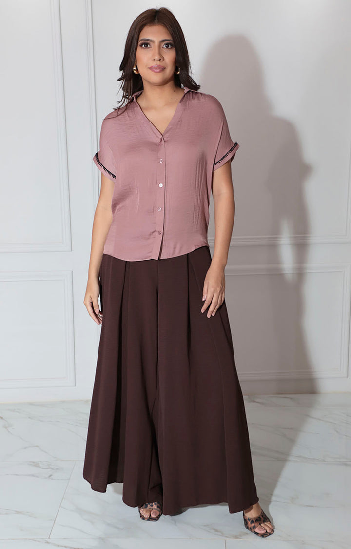 Blusa satinada mocca - BLUSA Boutiquemirel 