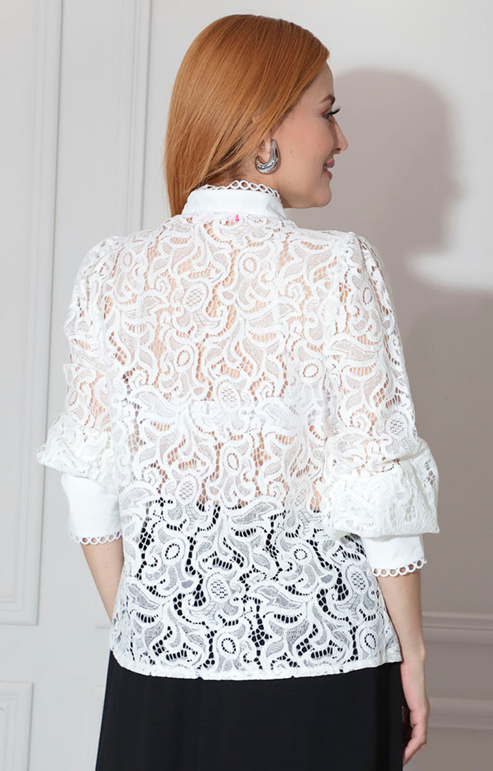 Blusa blanca de guipure - BLUSA Boutiquemirel 