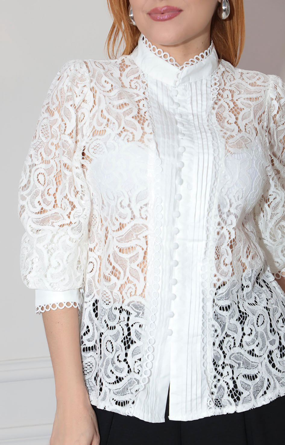 Blusa blanca de guipure - BLUSA Boutiquemirel 