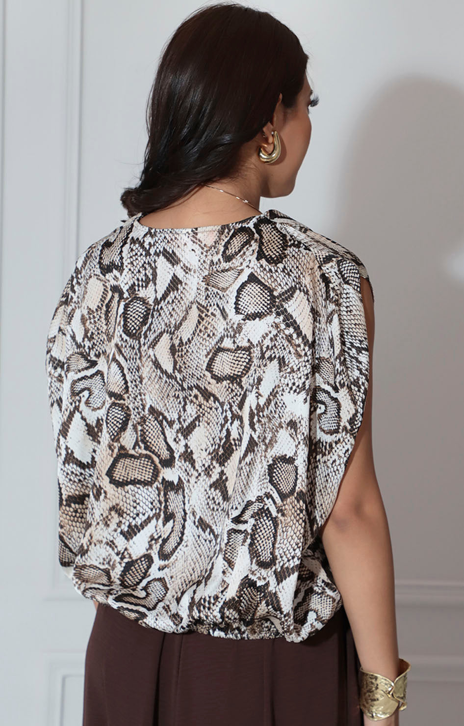 Blusa café estampada - BLUSA Boutiquemirel 