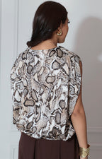 Blusa café estampada - BLUSA Boutiquemirel 