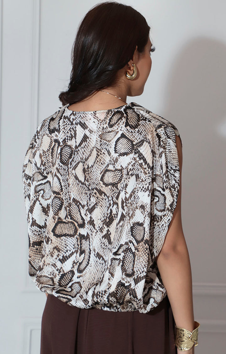 Blusa café estampada - BLUSA Boutiquemirel 