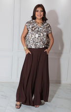 Blusa café estampada - BLUSA Boutiquemirel 