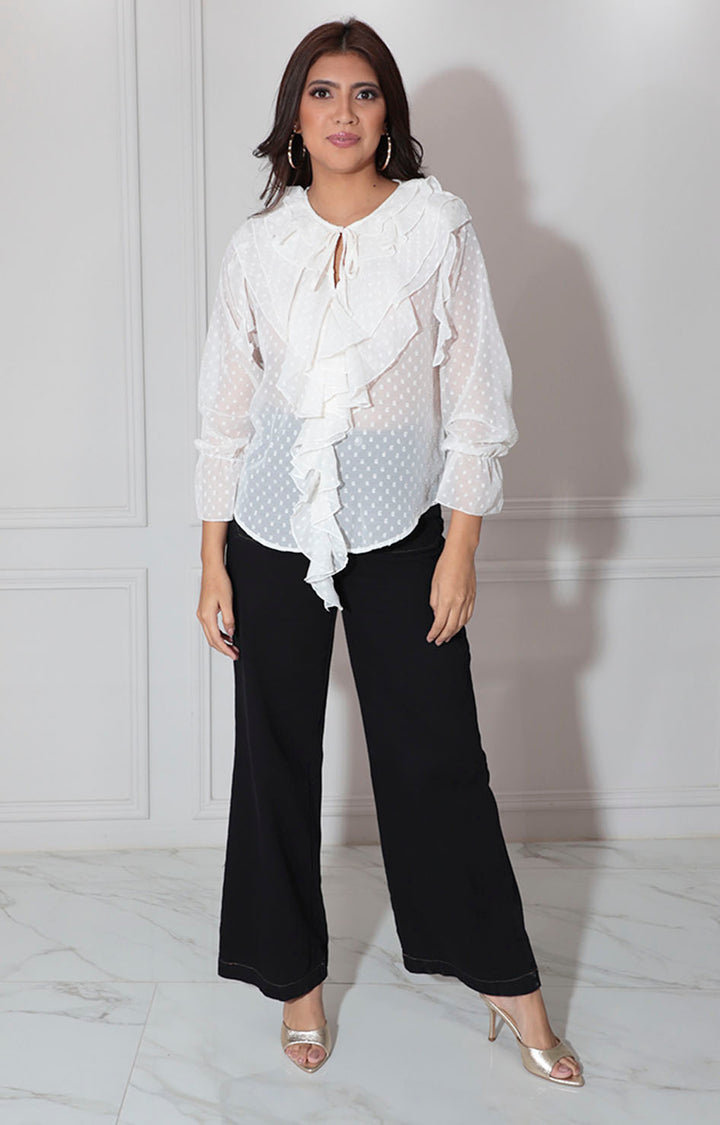Blusa beige con olanes - BLUSA Boutiquemirel 