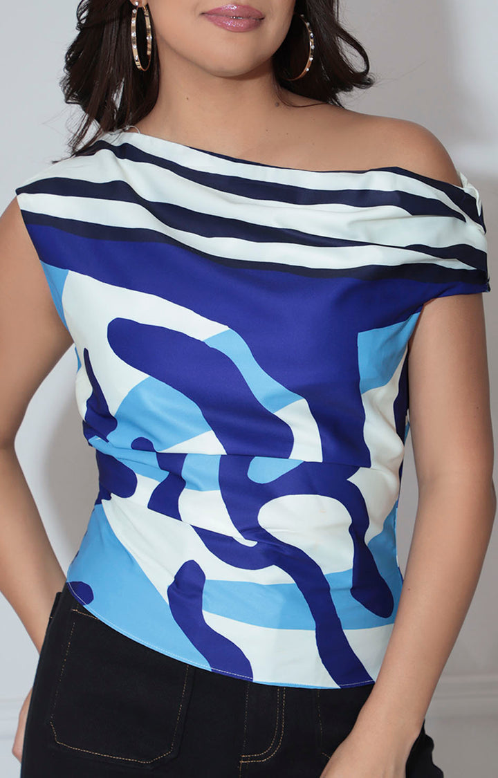 Blusa azul estampada - BLUSA Boutiquemirel 
