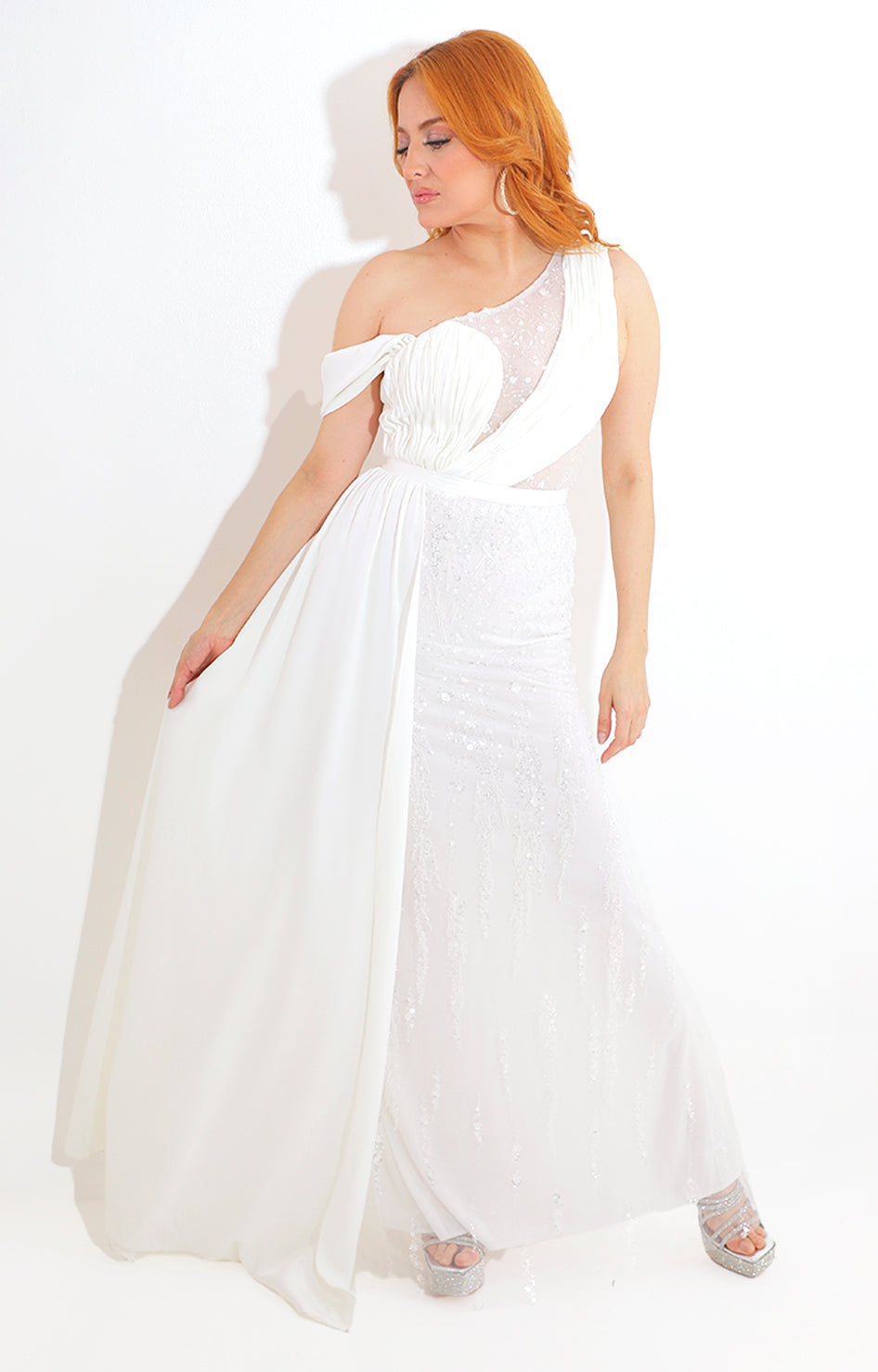 Vestido blanco de fiesta con pedrería - VESTIDO Boutiquemirel 