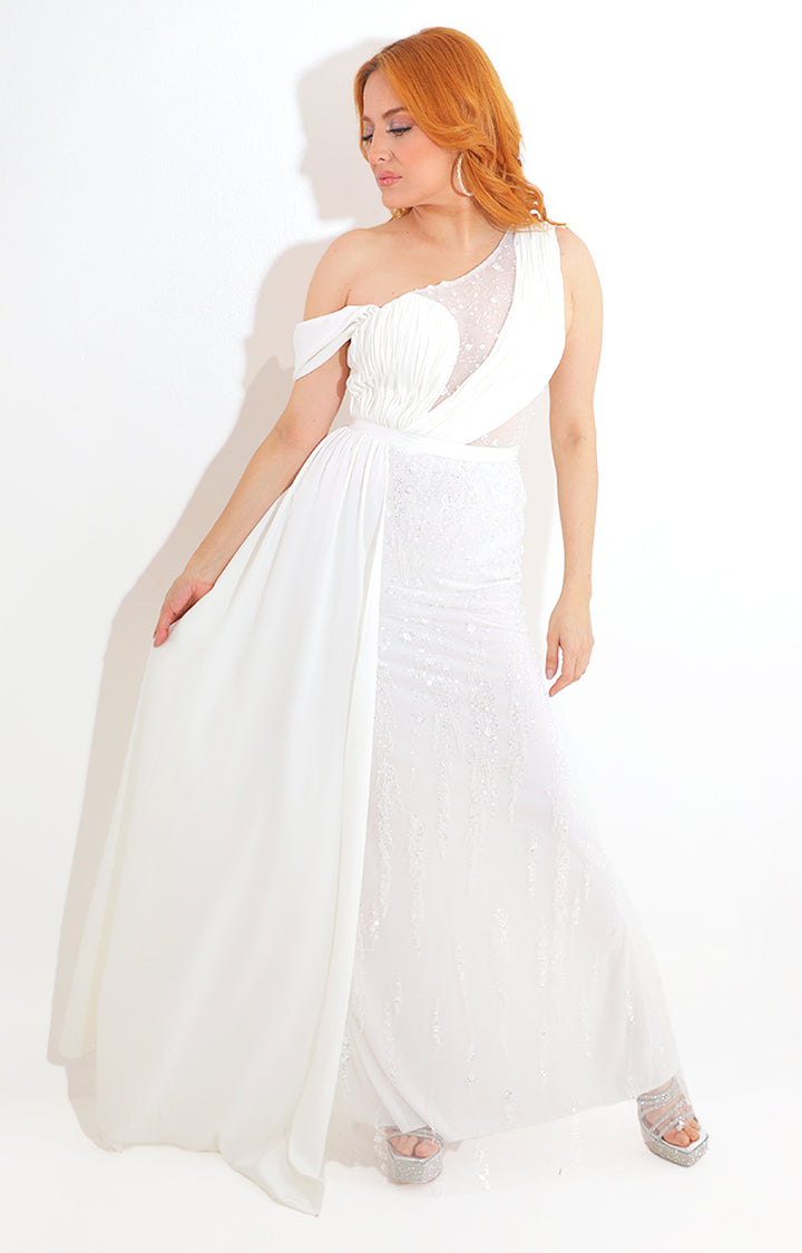 Vestido blanco de fiesta con pedrería - VESTIDO Boutiquemirel 