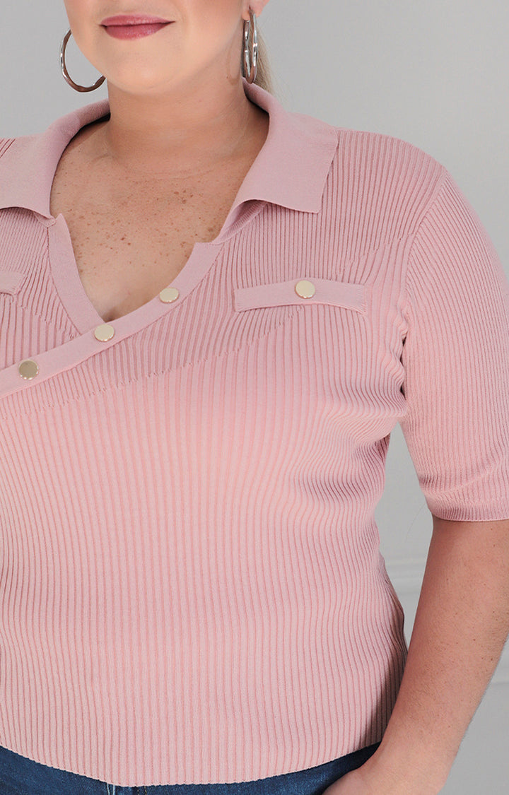 Blusa rosa con botones - BLUSAS CURVY Boutiquemirel 