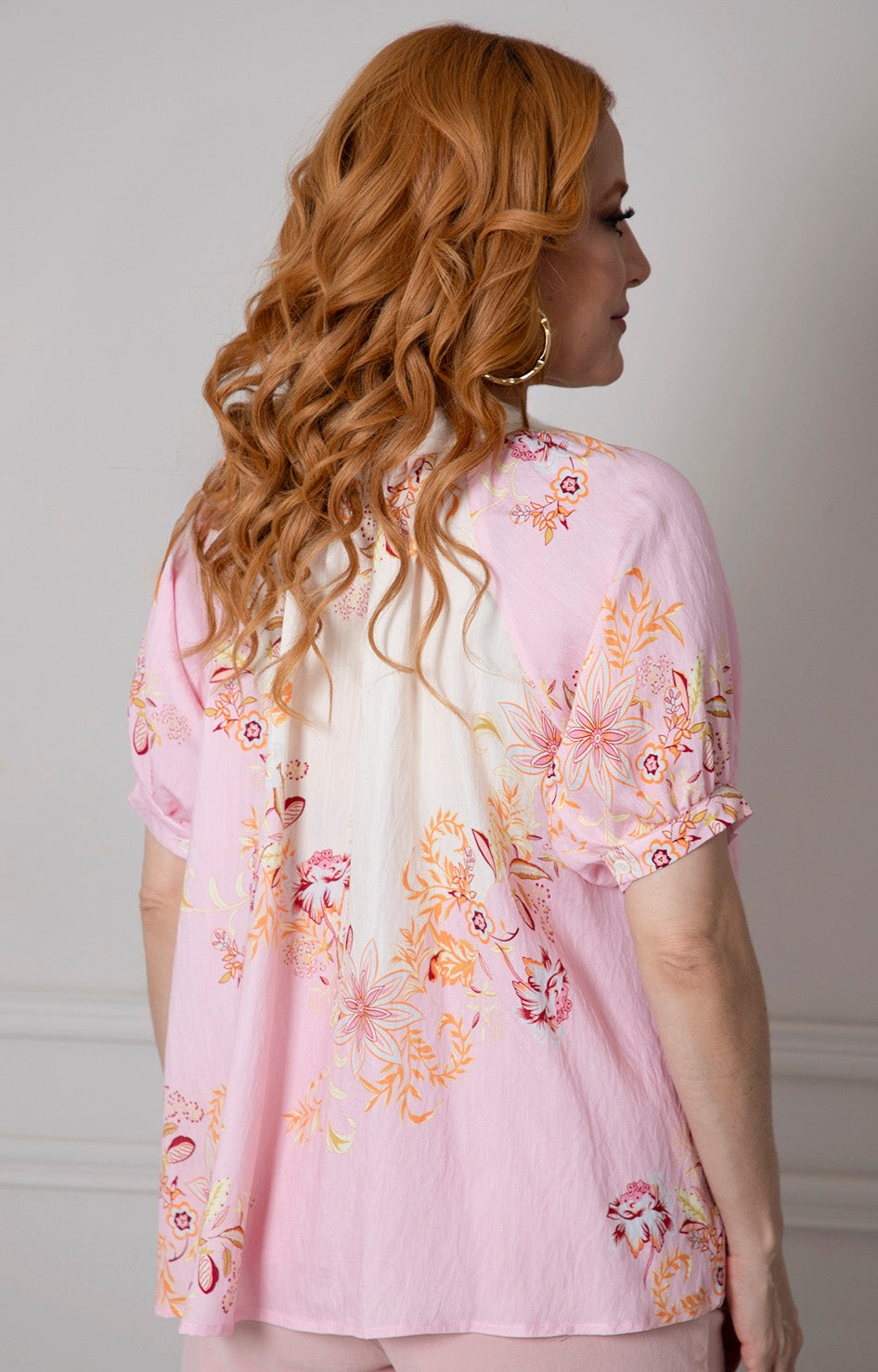 Blusa rosa estampada de botones - BLUSAS REGULAR Boutiquemirel 