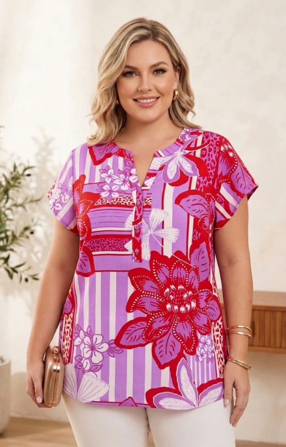 Blusa fucsia estampada