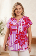 Blusa fucsia estampada - BLUSA CURVY Boutiquemirel 