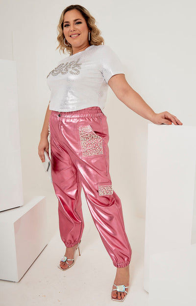 Pantalón rosa metálico - Boutiquemirel