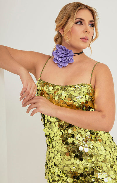 Collar negro con flor lila - Boutiquemirel