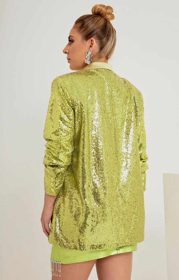 Saco verde limón con lentejuelas - Boutiquemirel