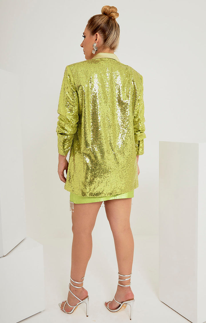 Saco verde limón con lentejuelas - Boutiquemirel