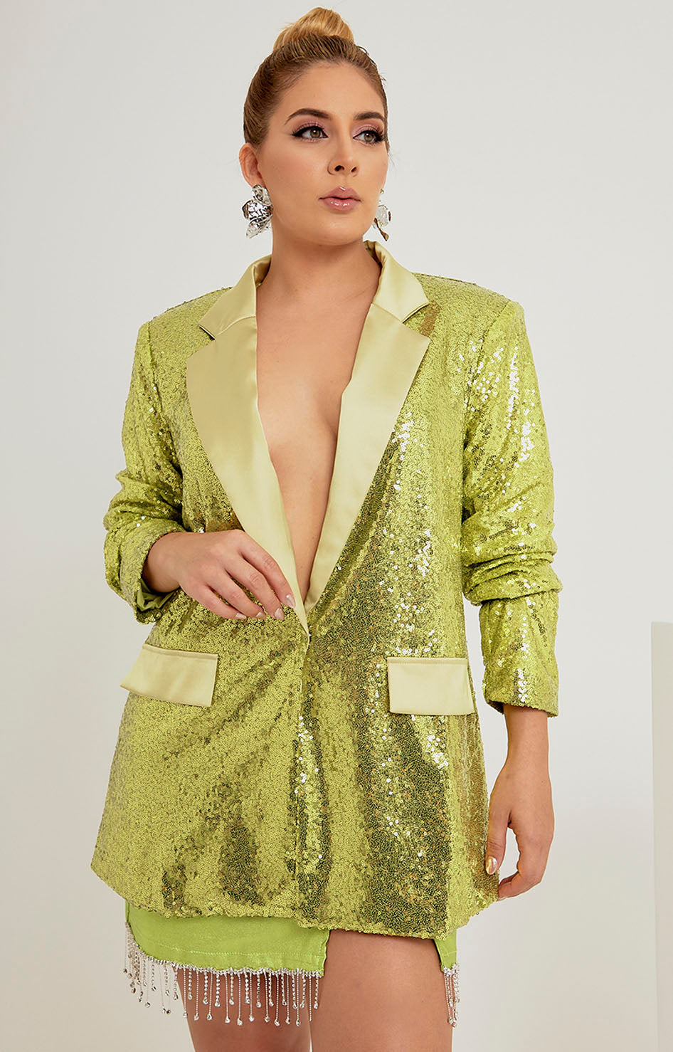 Saco verde limón con lentejuelas - Boutiquemirel
