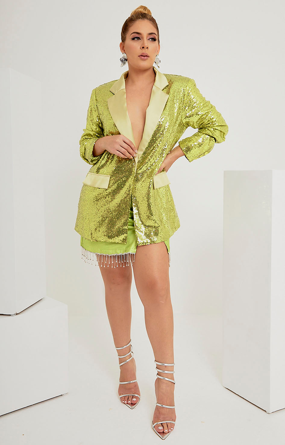 Saco verde limón con lentejuelas - Boutiquemirel