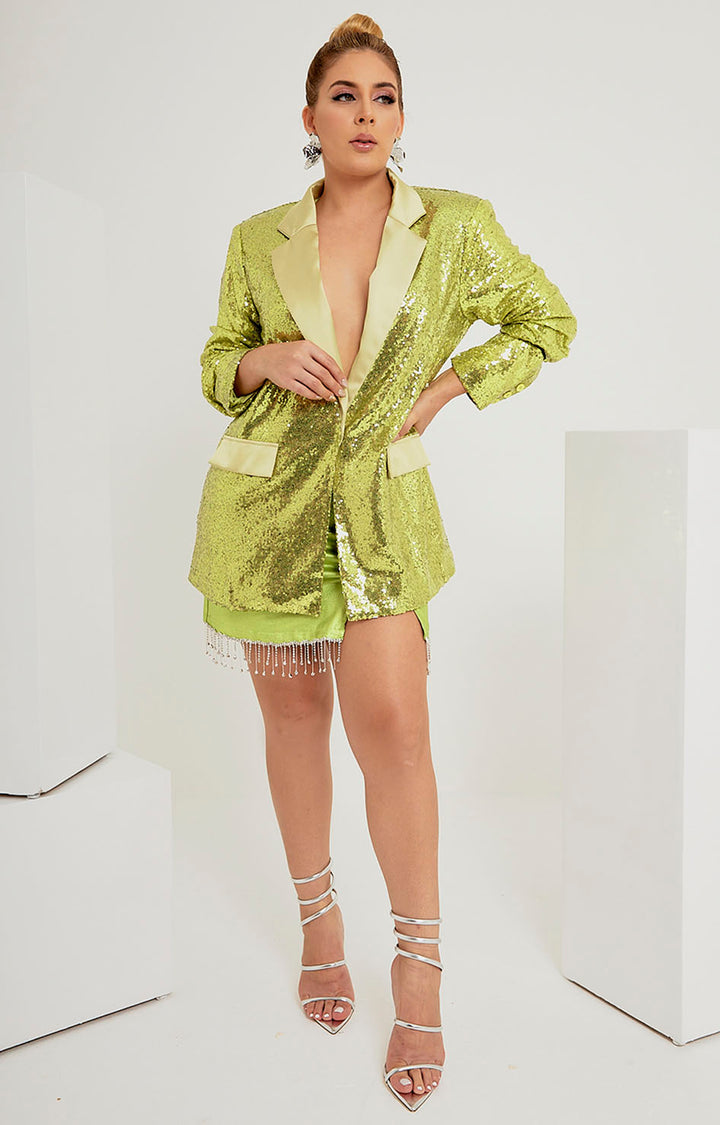 Saco verde limón con lentejuelas - Boutiquemirel