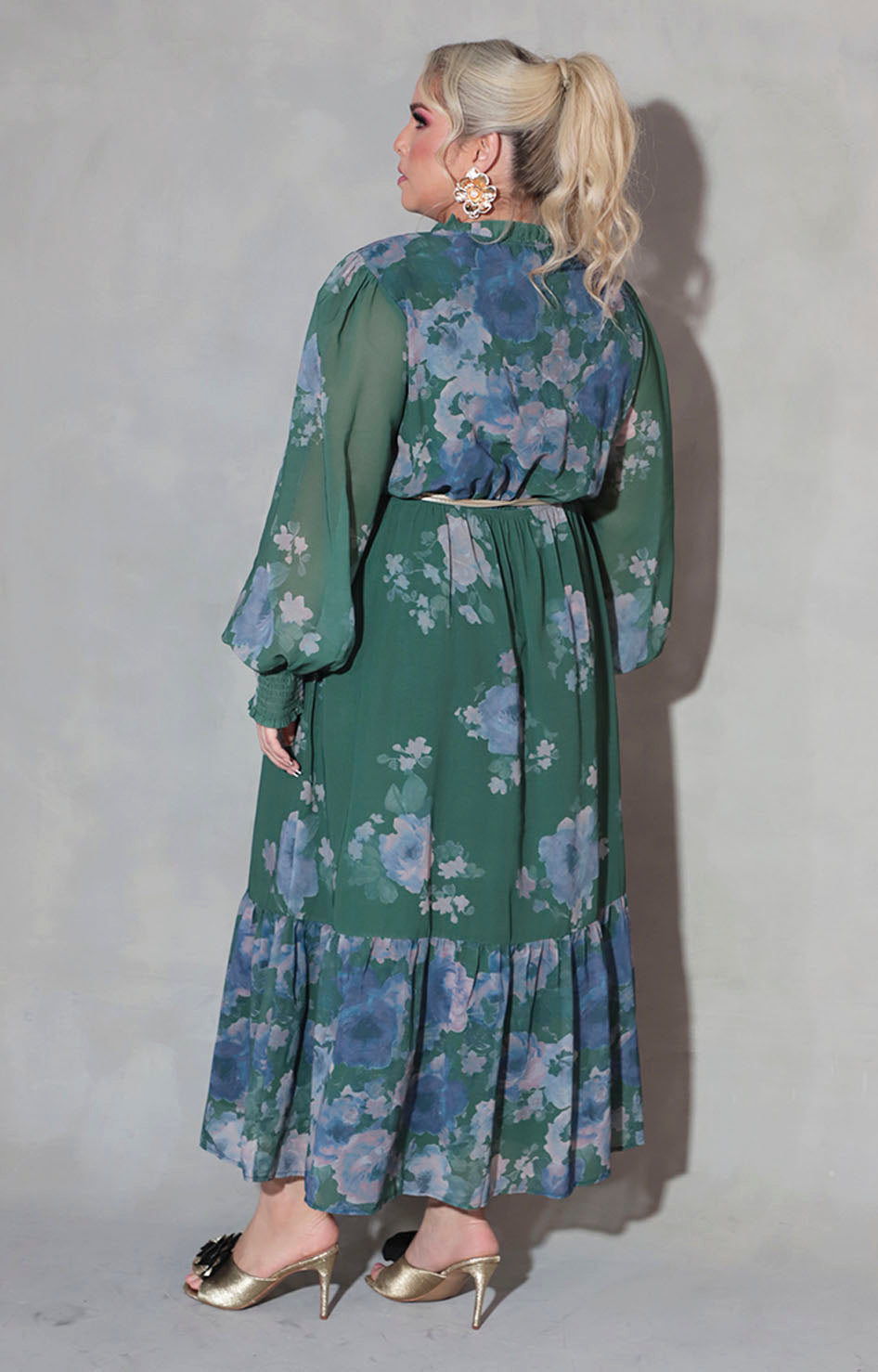 Vestido verde con flores - VESTIDO XL Boutiquemirel 