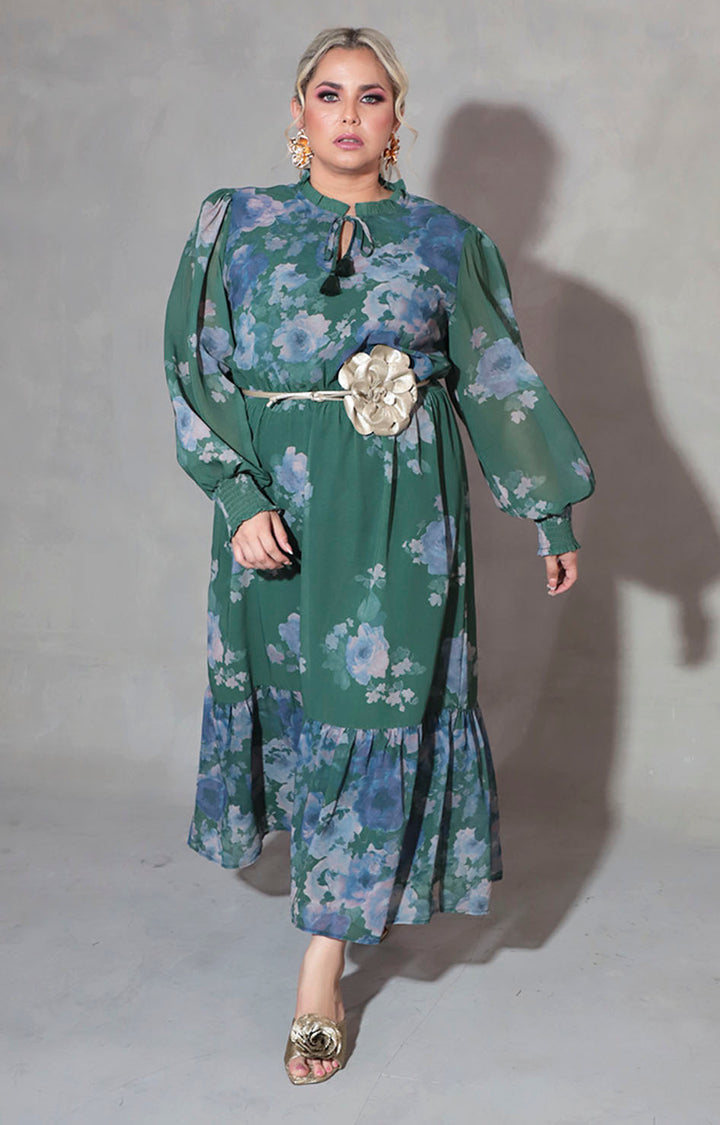 Vestido verde con flores - VESTIDO XL Boutiquemirel 