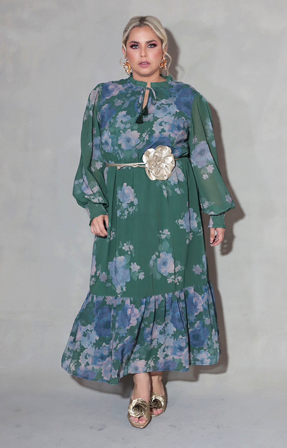 Vestido verde con flores - VESTIDO XL Boutiquemirel 
