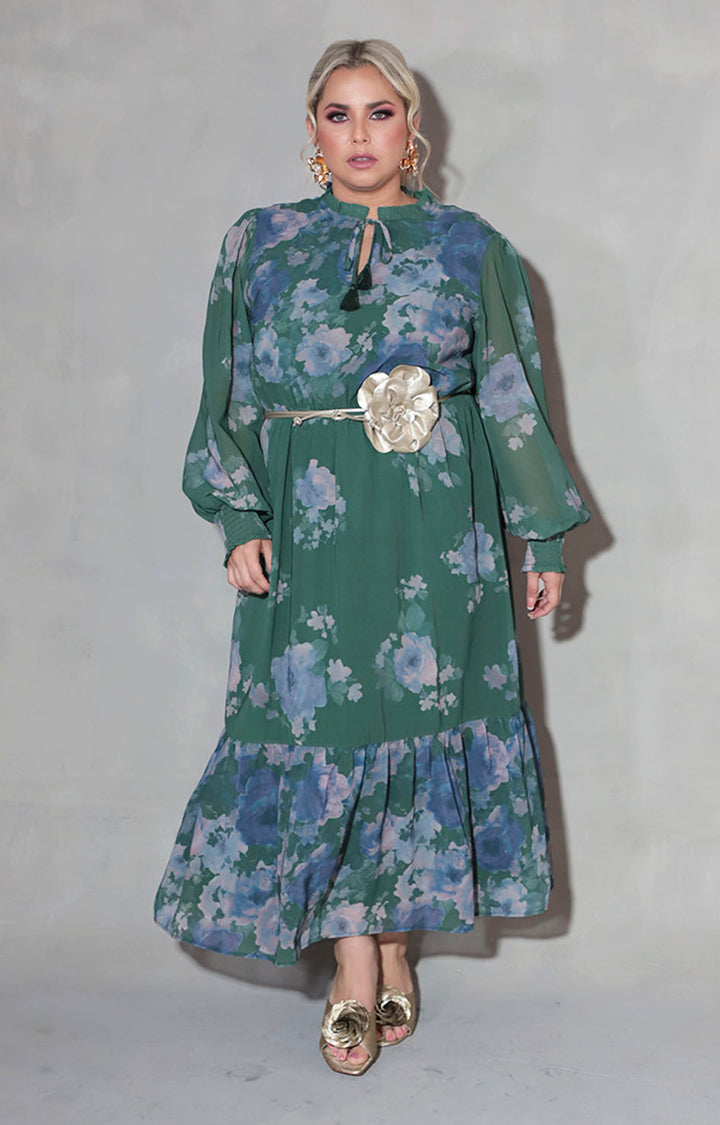 Vestido verde con flores - VESTIDO XL Boutiquemirel 