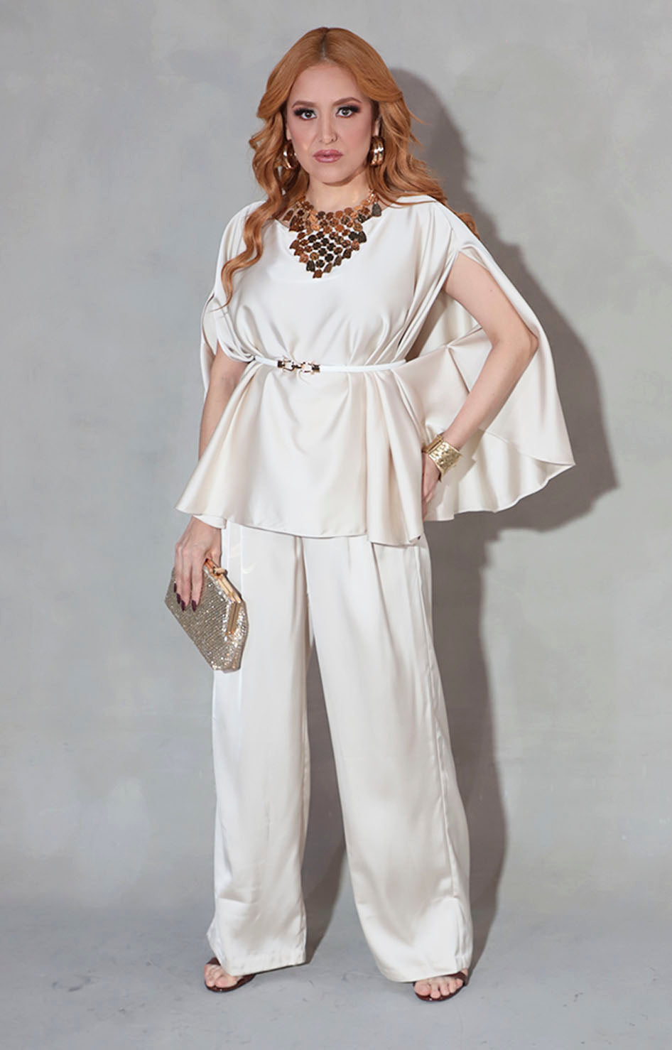 Conjunto satinado beige - CONJUNTO Boutiquemirel 