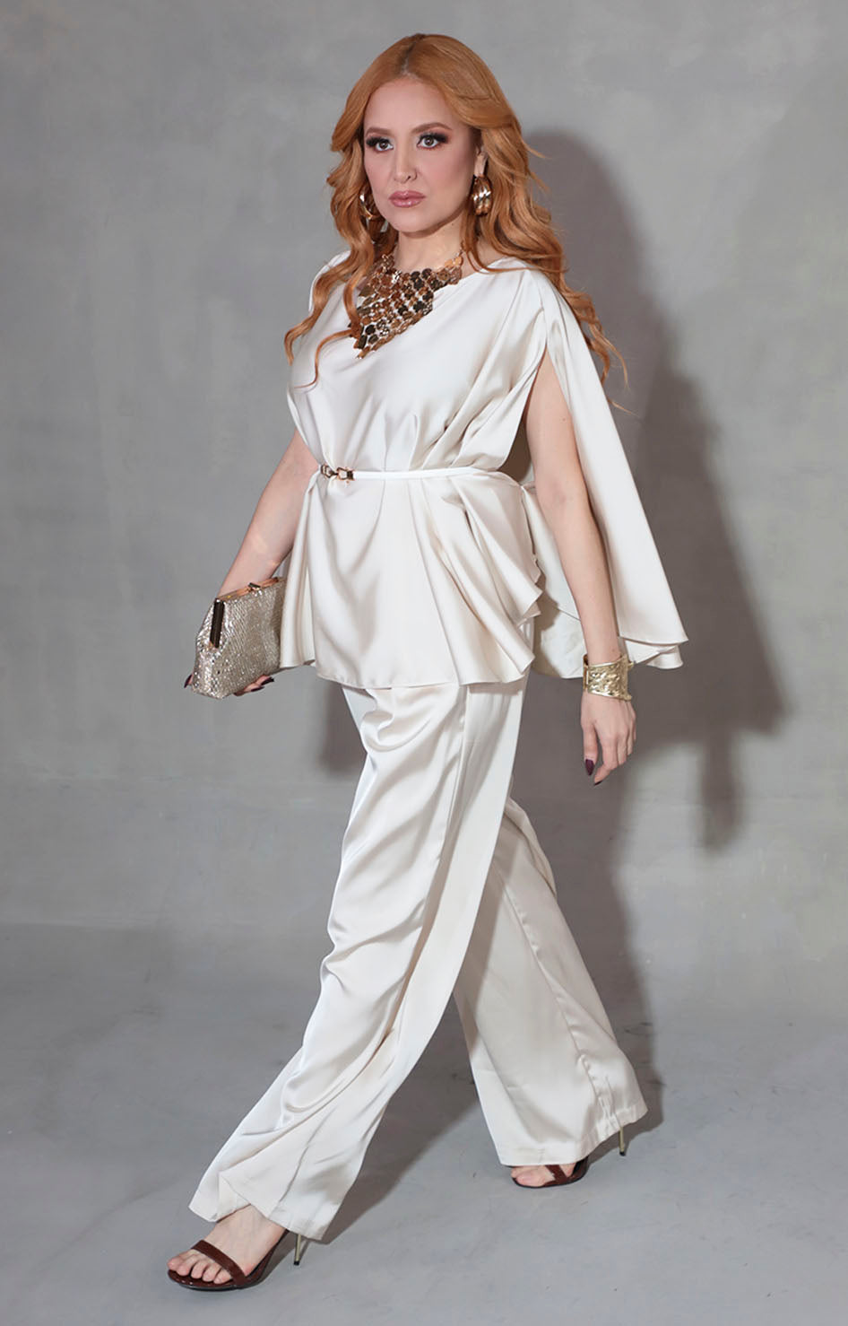 Conjunto satinado beige - CONJUNTO Boutiquemirel 