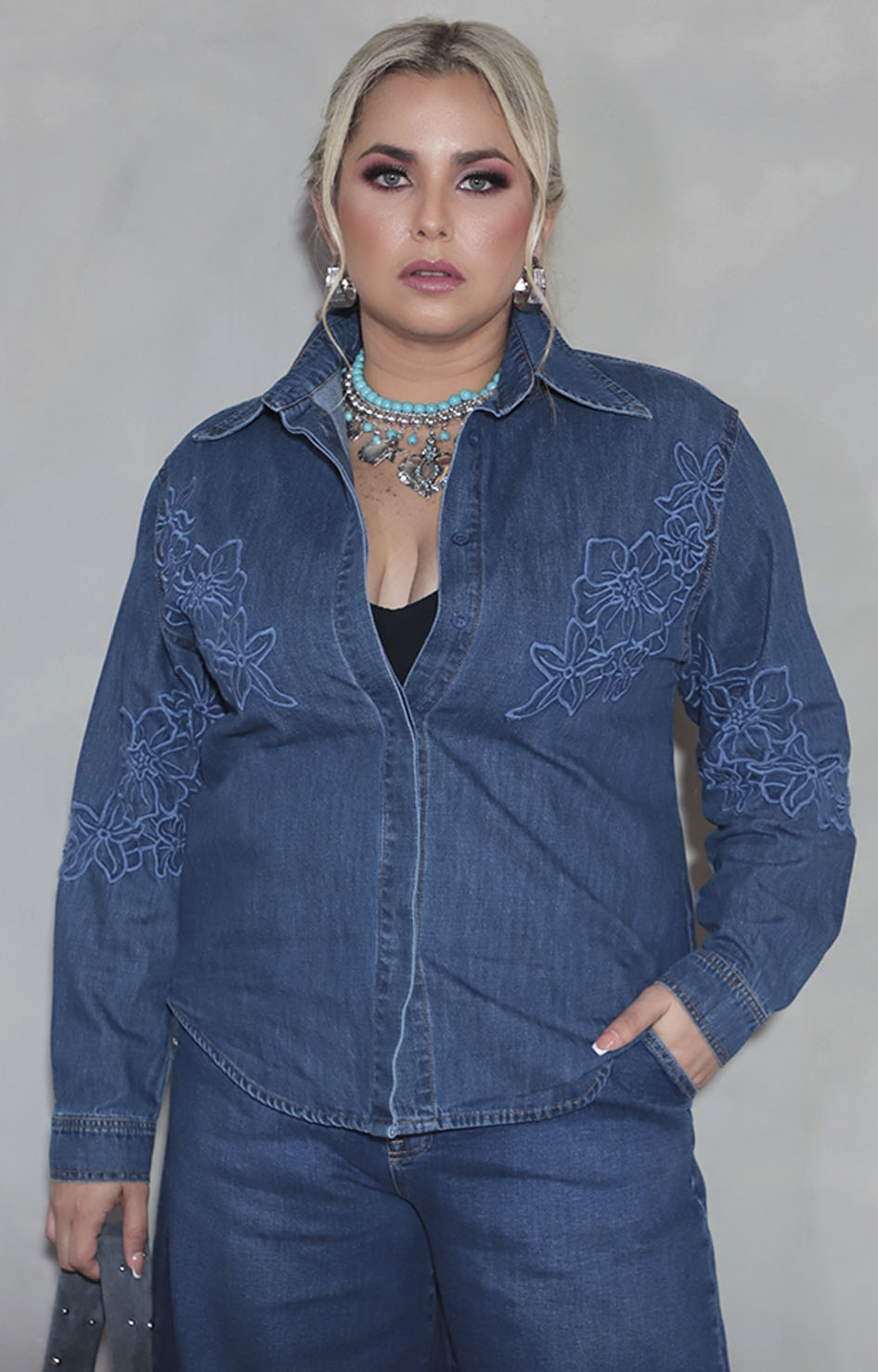 Camisera denim bordada - BLUSA XL Boutiquemirel 