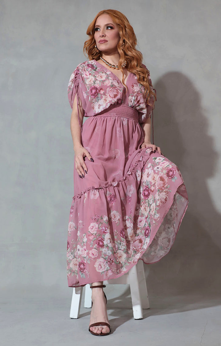 Vestido rosa con flores - VESTIDO Boutiquemirel 