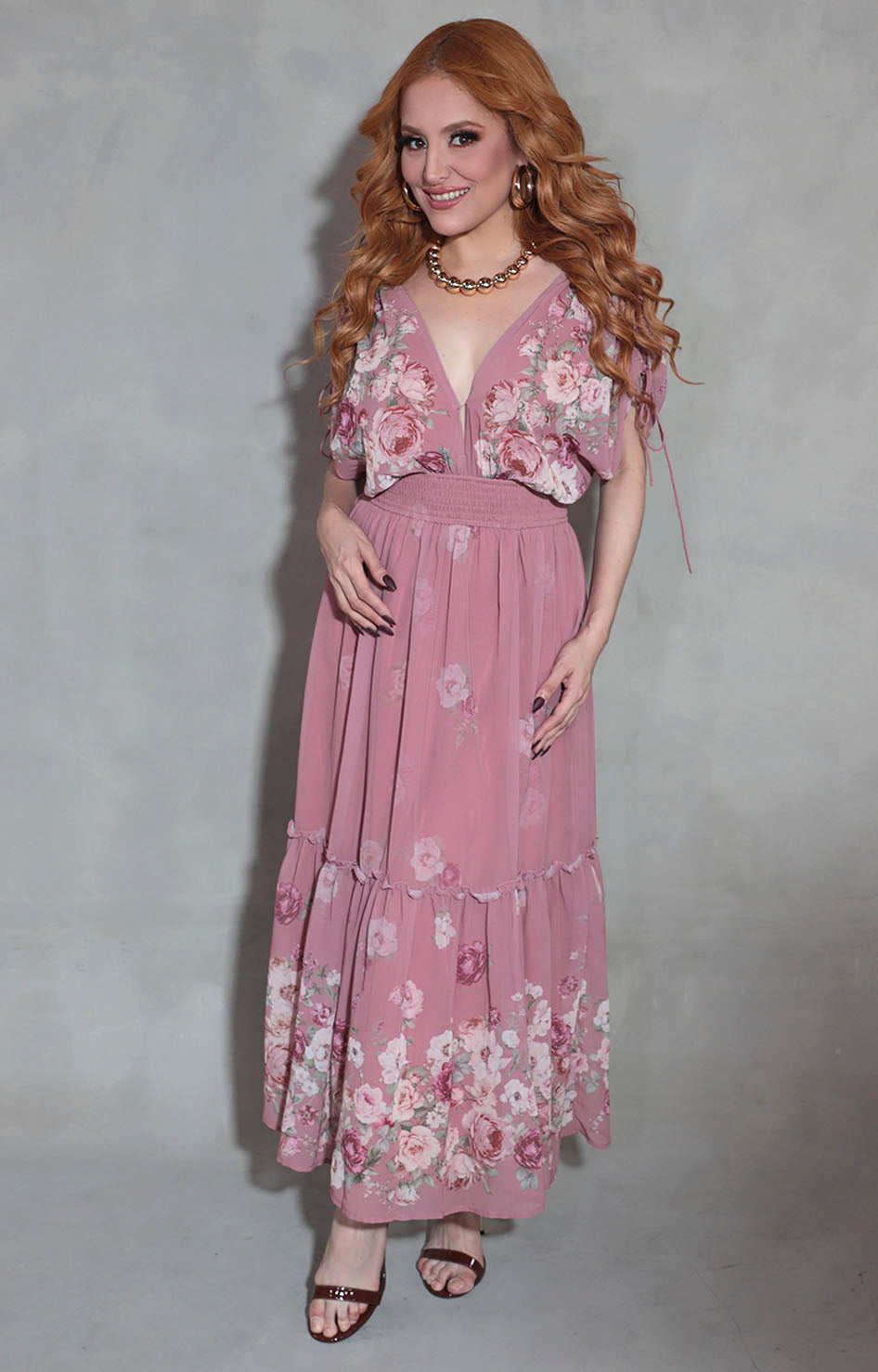 Vestido rosa con flores - VESTIDO Boutiquemirel 