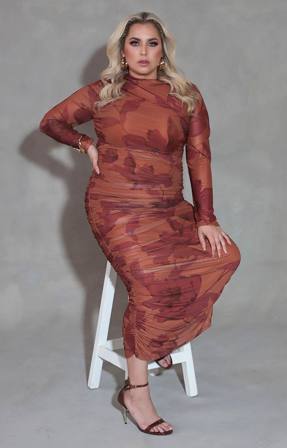 Vestido chedrón floral - VESTIDO XL Boutiquemirel 