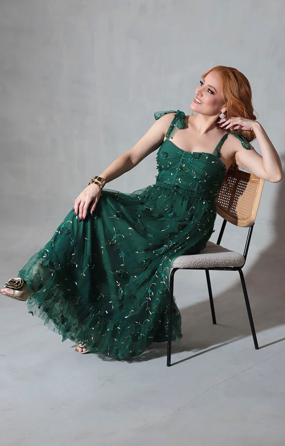 Vestido verde bordado - VESTIDO Boutiquemirel 