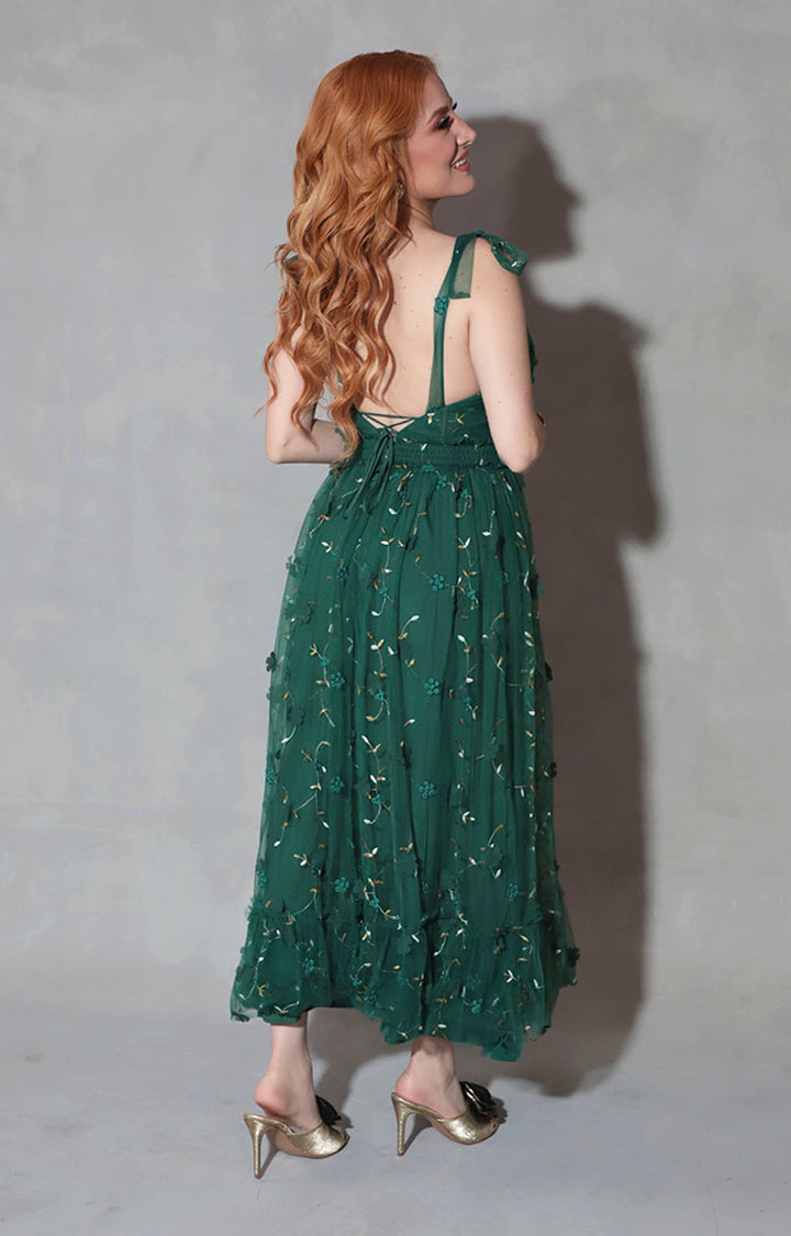 Vestido verde bordado - VESTIDO Boutiquemirel 